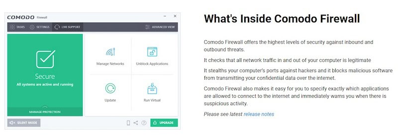 A screenshot of what Comodo Firewall looks like when you install it.