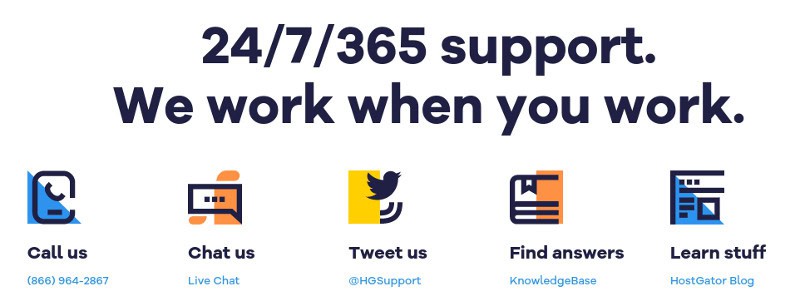 Hostgator offers customers 24/7 support 365 days a year. 