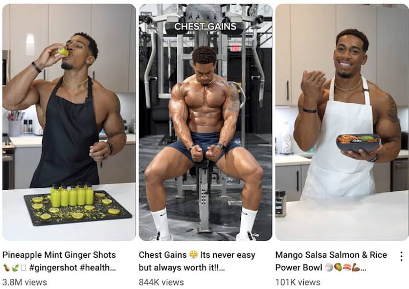 Josh Bailey has videos where he’s exercising his chest muscles and making healthy pineapple mint ginger shots and mango salsa salmon meals.
