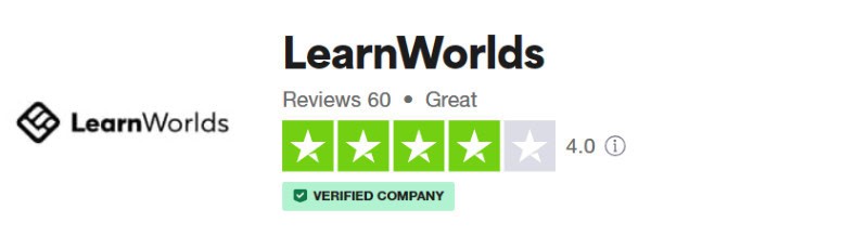 LearnWorlds gets a “great” rating from users on Trustpilot.