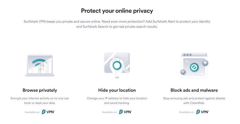 Surfshark protects your privacy online. 