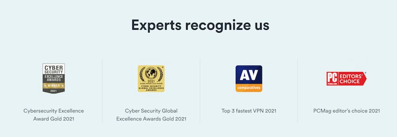 Surfshark cybersecurity awards for 2021. 