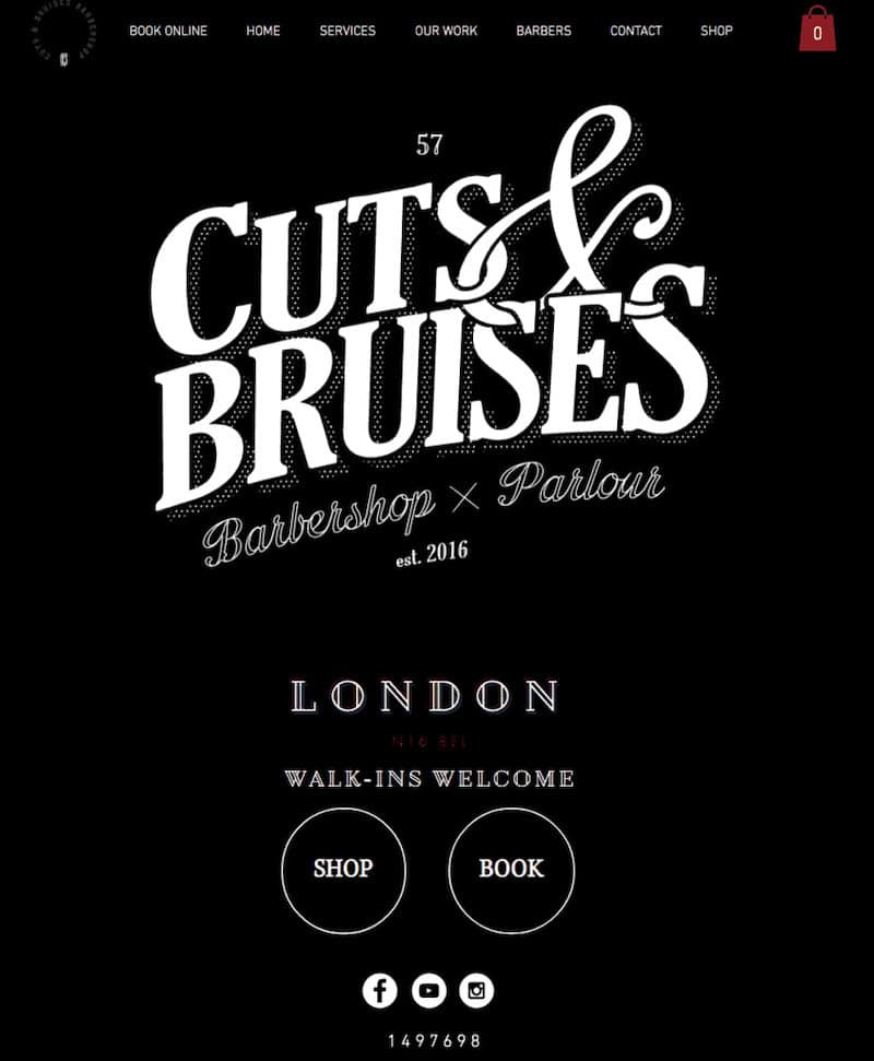 Example of a Wix website builder template that a barbershop company called 