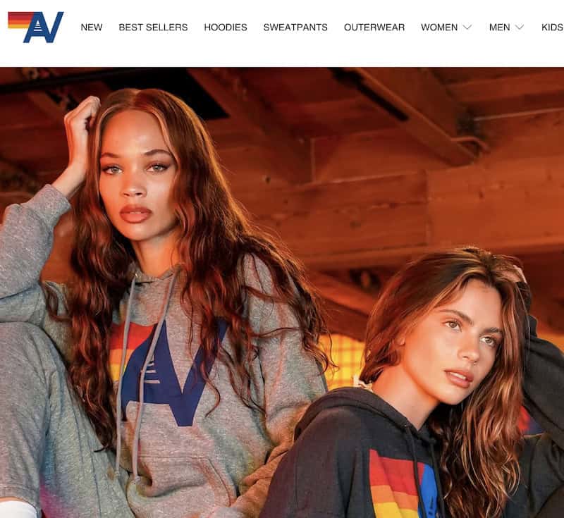 Photo of two women wearing Aviator Nation clothes, which are sold on Shopify.
