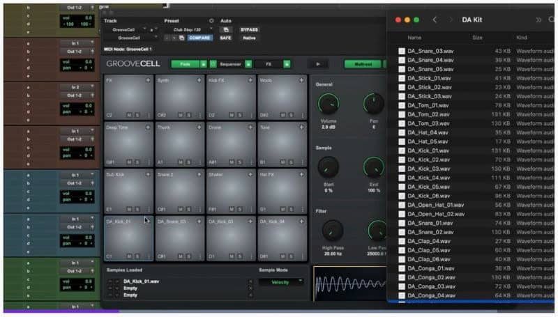 Avid Pro Tools audio editing software Groovecell screen. 