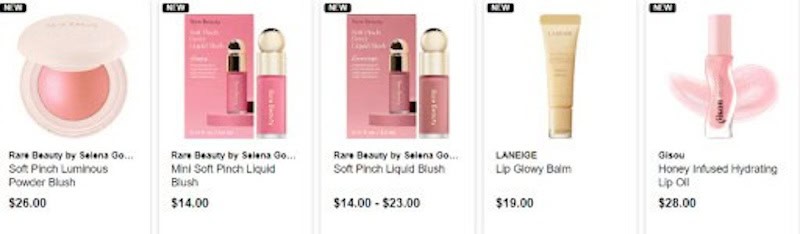 Rare beauty, LANEIGE, and Gisou products on sale at Sephora. 