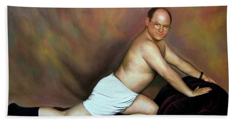 A photo of George Costanza from Seinfeld shirtless.