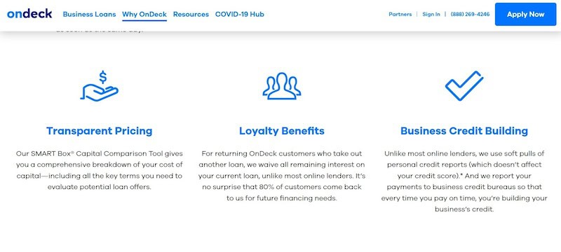 OnDeck offers some of the best small business loans because they have transparent pricing, loyalty benefits, and business credit building opportunities. 