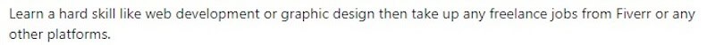 Screenshot from Reddit suggesting graphic design or web development as one way to earn more