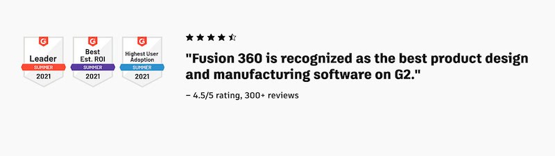 Autodesk Fusion 360 earned 3 awards from G2 in 2021. 