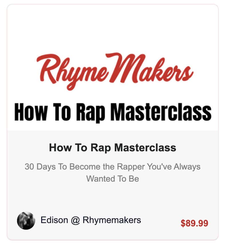 Screenshot of a rap masterclass where you can learn how to rap