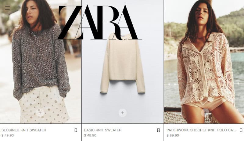 Sweaters and crochet shirts for sale on Zara. 