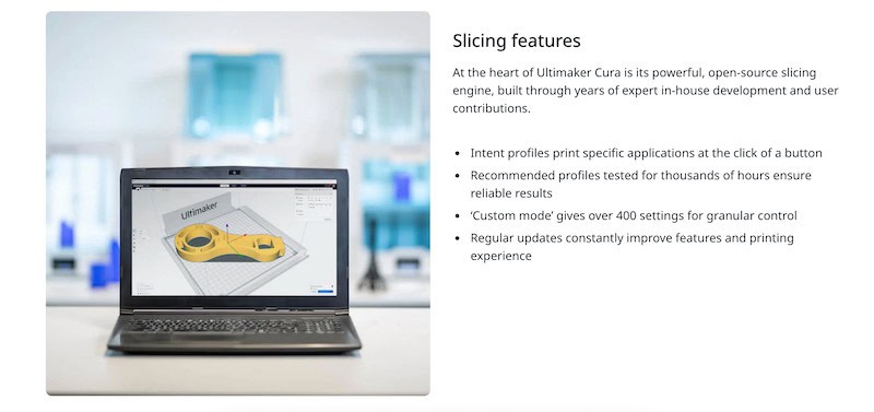 Ultimker Cura slicing features.