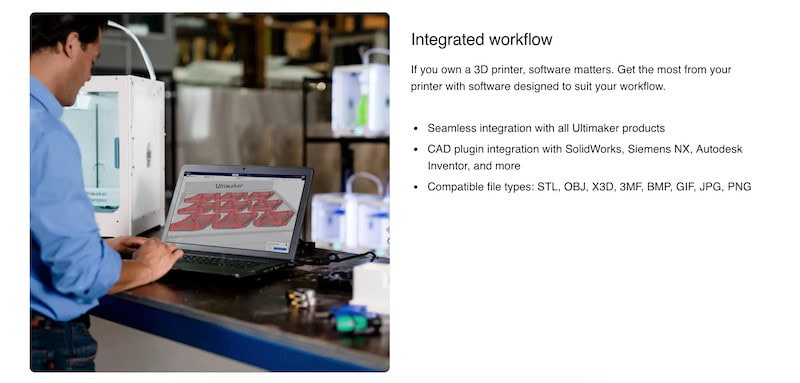 Ultimaker Cura integrated workflow options. 