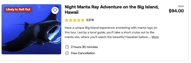 A nighttime excursion in Hawaii available to book on Viator. 