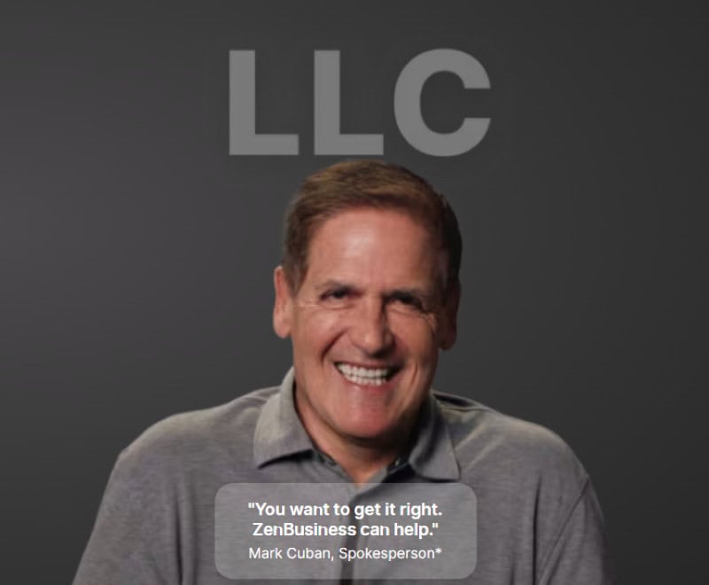 Mark Cuban showing his support for ZenBusiness. 