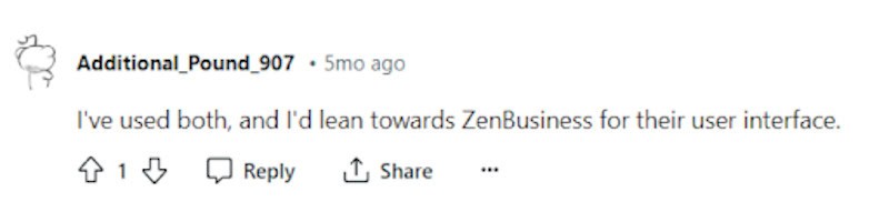 A person on Reddit shares that they prefer ZenBusiness over Bizee. 