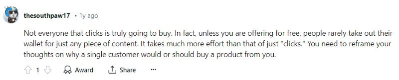 A person on Reddit sharing how the Walmart affiliate program works and why many people click, but don't always purchase something. 