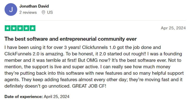 A five star ClickFunnels reviews from someone who loves the newer ClickFunnels 2.0 version. 