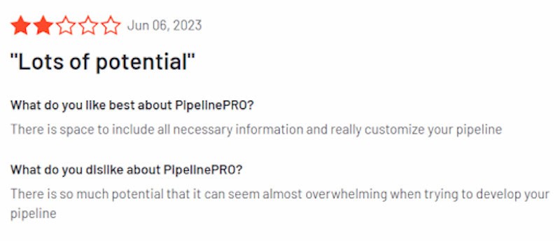 A two-star Pipeline Pro review from someone who found the software to be too confusing. 