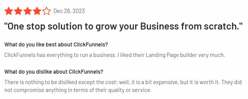 A 4-star ClickFunnels review from someone who likes the software but not the price tag. 