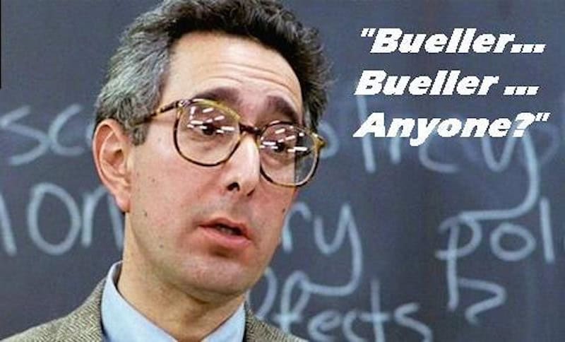 Ben Stein played a boring teacher in the movie Ferris Bueller's Day Off. 