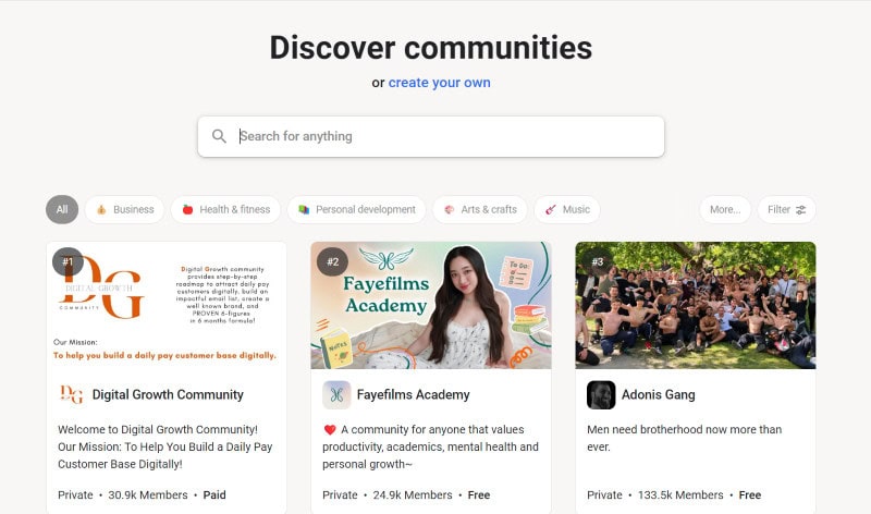 Skool lets you build not just online courses, but monetize your own online community, too. 