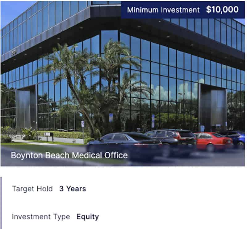 A medical office building commercial investment property listing on EquityMultiple. 