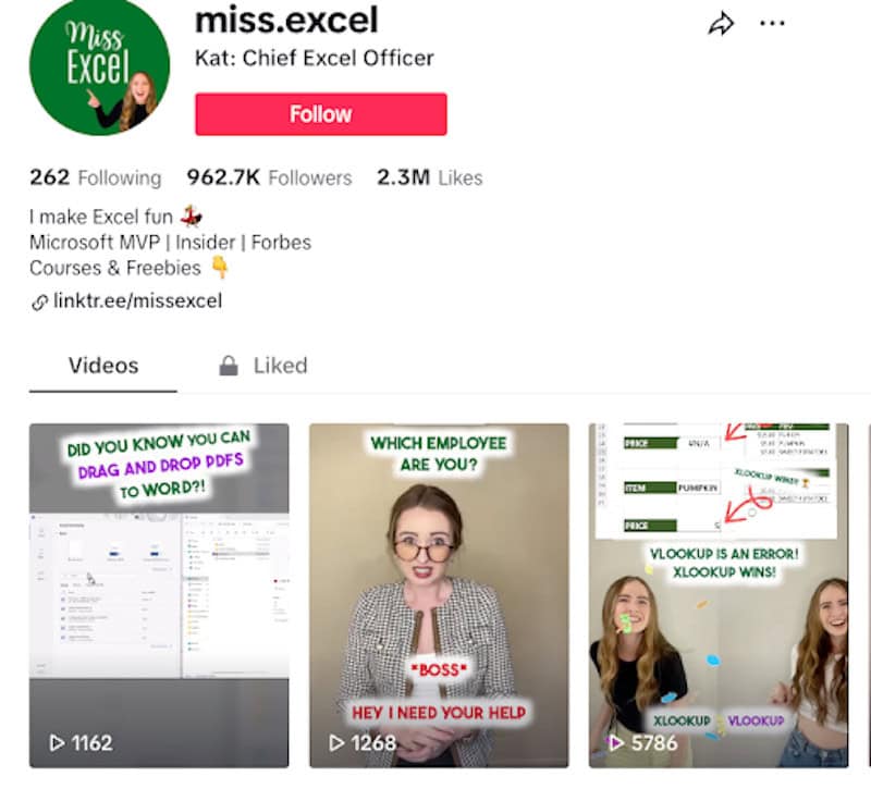 Famous Internet personality and Excel exert, Miss Excel, uses beehiiv for her email newsletter. 