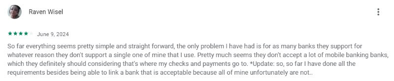 A four star Lenme review from someone who thinks the app is user-friendly. 