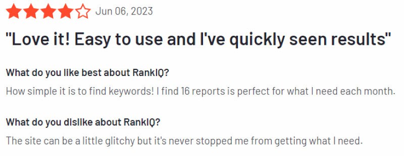 A four star RankIQ review from someone who experienced some glitches with the SEO software. 