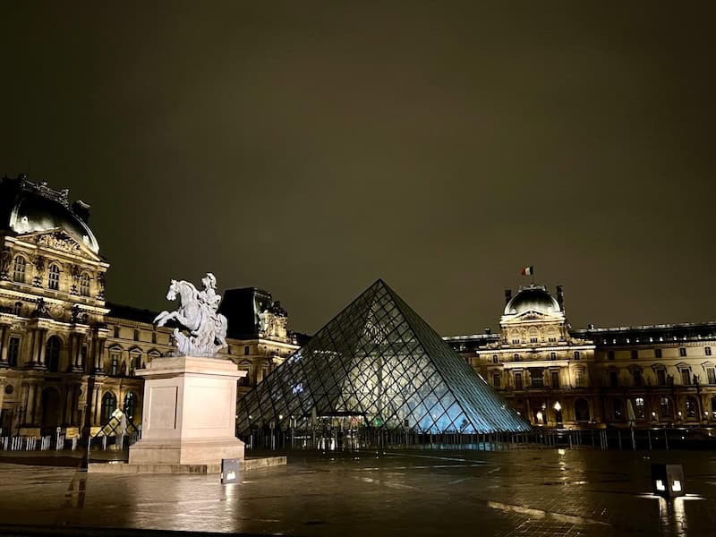 The outside of the Louvre Museum in Paris. 